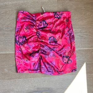 Pink silk floral skirt